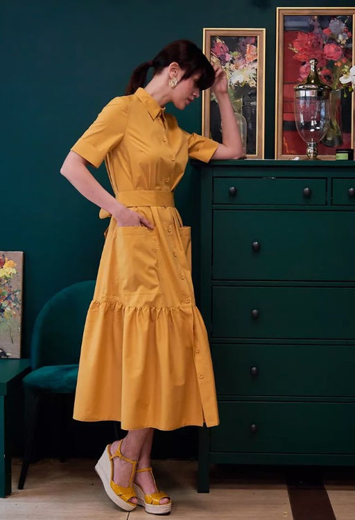 Платье хлопок OD-791-4 горчица OD-791-4