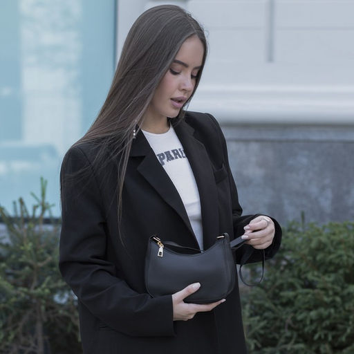 Сумка багет из искусственной кожи,19х15х6.5 см, чёрный цвет - Nazamok фото 11