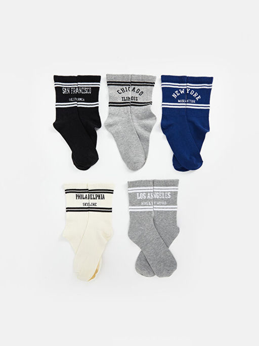 Desenli Erkek ?ocuk Soket ?orap 5li