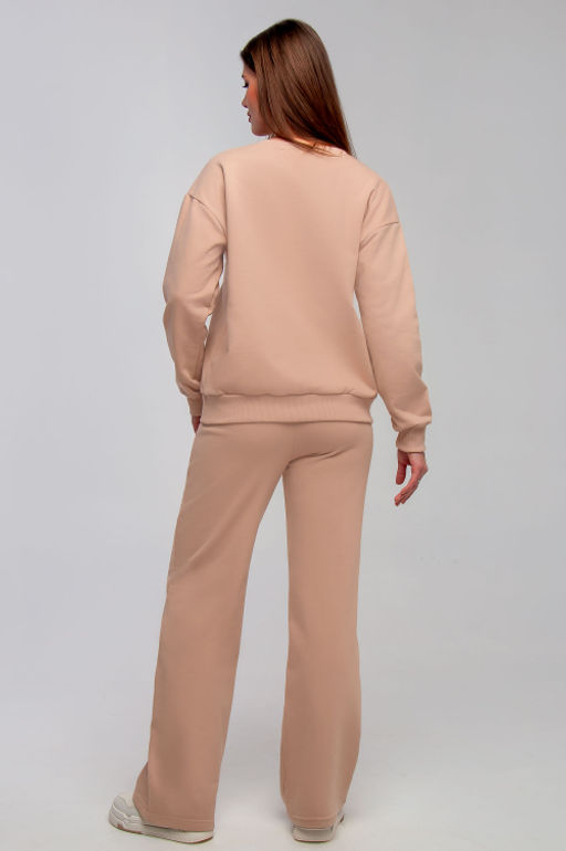 Арт. 2529 Костюм с брюками женский 44-50 (4 шт) Цвет:верх-бежевый,низ-бежевый - Калинка фото 3