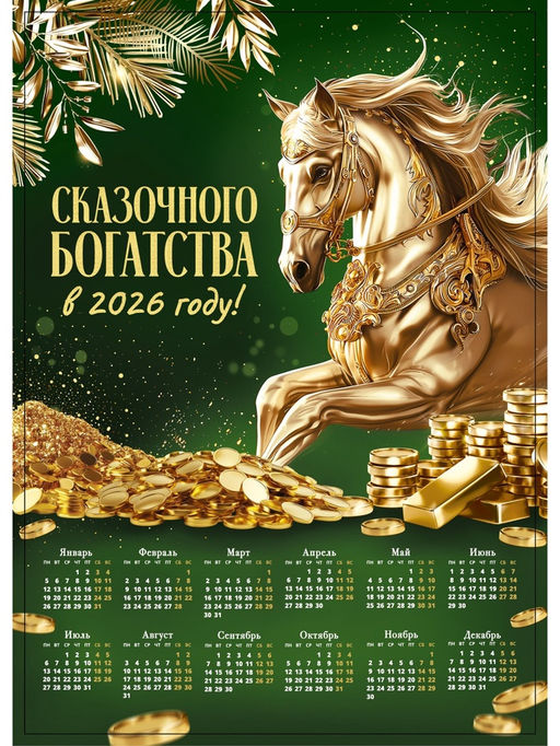 Цена за 10 шт. Календарь настенный 2026 «Сказочного богатства», А4