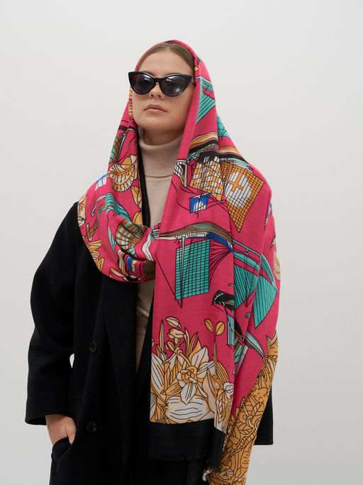 яркий двусторонний палантин из тонкой шерсти - Tantino фото 3