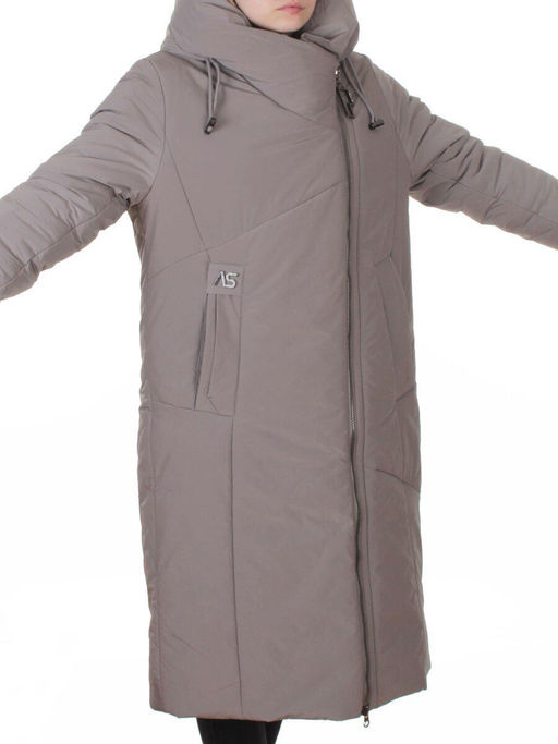 M-9102 GRAY/BEIGE Пальто зимнее женское (верблюжья шерсть, 120 гр. холлофайбер)