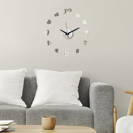 Часы настенные интерьерные Сердечки, 3D, наклейка, бесшумные, плавный ход, d=40 см