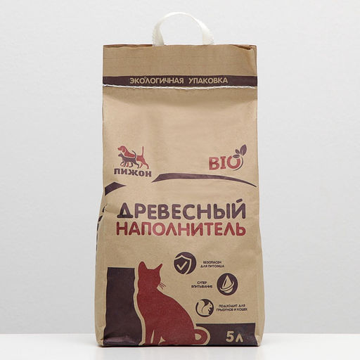 Наполнитель древесный «Пижон», Bio, 5 л