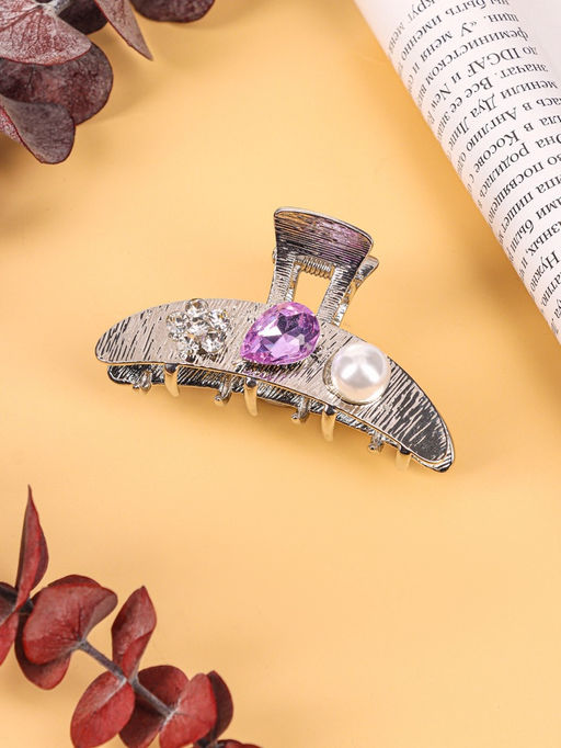 Цена за 6 шт. Крабик для волос «Либерти галант», дуга, 6 см, серебро