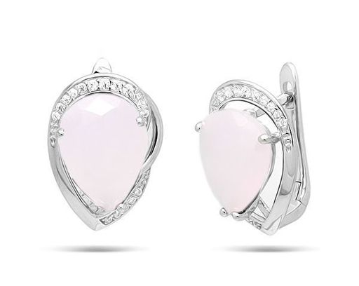Серьги из серебра розовый кварц, МЦВ006