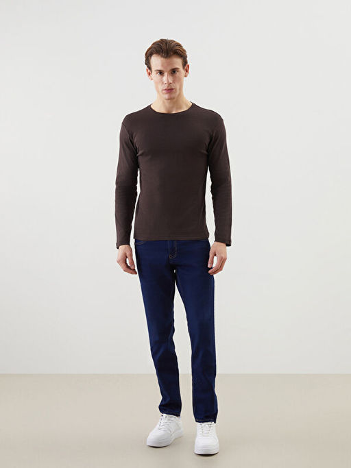 Bisiklet Yaka Uzun Kollu Penye Erkek Ti??rt