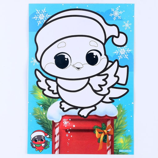 Сияющая фреска на новый год «Снегирь»‎, 21 х 29,7 см, набор для творчества