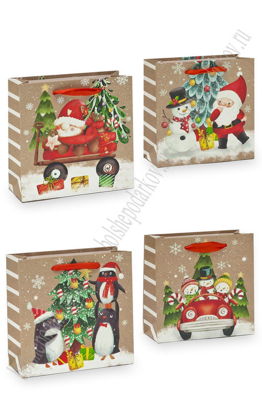 Пакет Новогодний 14,5*15*6 см (12 шт) SF-7566, микс №41