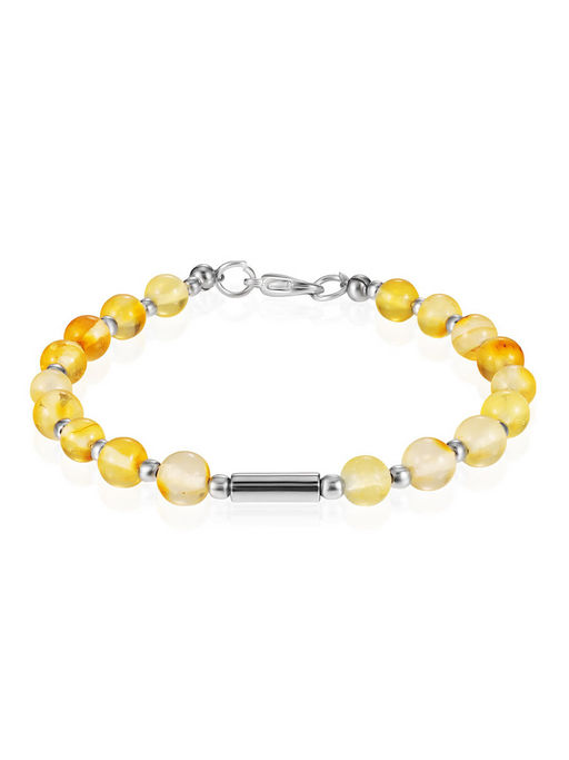 Нежный браслет Карамель из лимонного янтаря