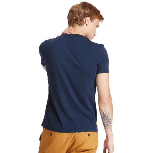 Футболка Timberland T-Shirt Dunstan River Jersey Crew Neck Slim темно-синяя  фото 5