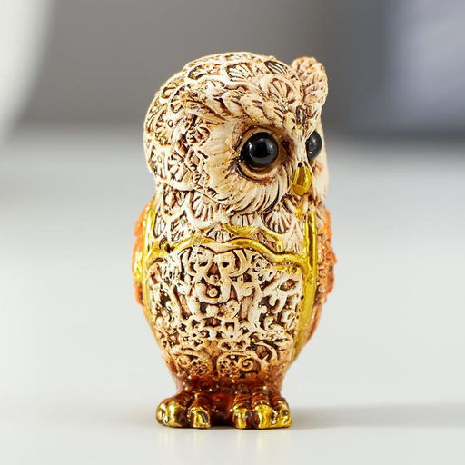 Цена за 2 шт. Фигурка полистоун «Филин беж с оранжевыми крыльями», 5×2.8×3 см, МИКС