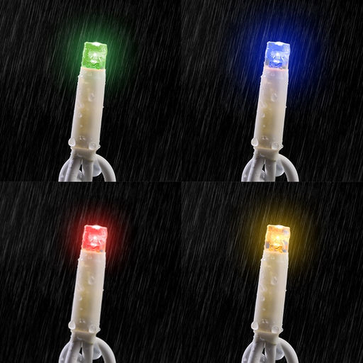 Гирлянда «Бахрома» 3×0.9 м, IP65, УМС, белая нить каучук, 144 LED, свечение мульти, 220 В