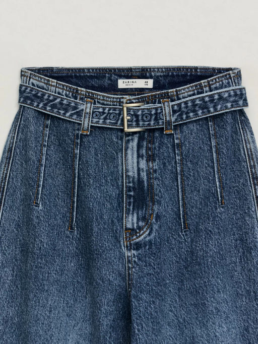 Джинсы straight с высокой посадкой с поясом / Zarina  фото 9