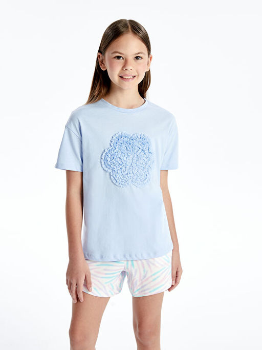 Bisiklet Yaka K?sa Kollu K?z ?ocuk Ti??rt - Waikiki фото 2