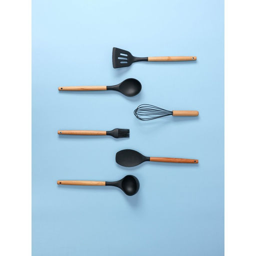 Набор кухонных принадлежностей Доляна «Лиам», 7 предметов, 33×12.5×12.5 см, чёрный