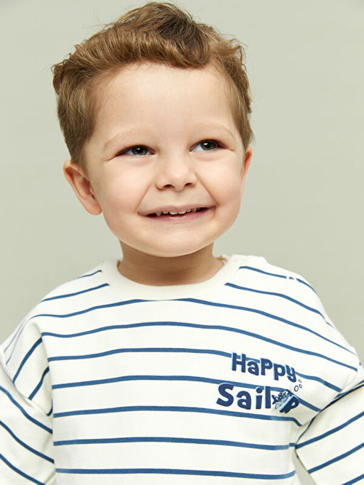 Bisiklet Yaka ?izgili Erkek Sweatshirt ve E?ofman Alt 2li