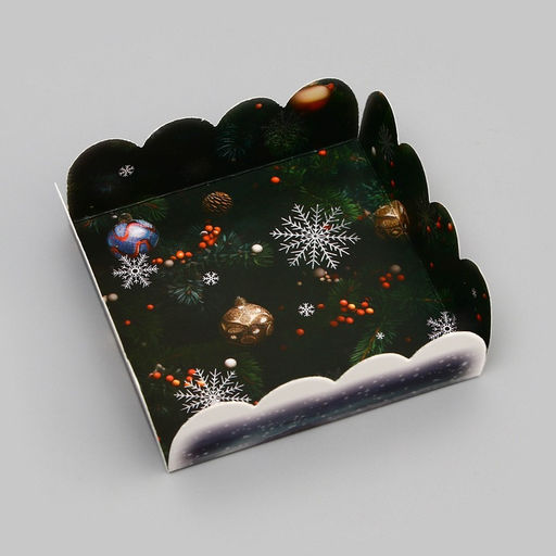 Цена за 5 шт. Коробка для печенья, кондитерская новогодняя упаковка «Исполнения желаний», 9×9×3 см