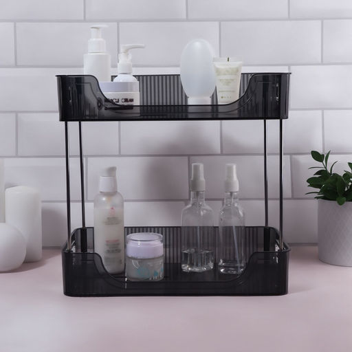 Органайзер для хранения, с ручками, 2 секции, 31×20×29 см, цвет чёрный, серебристый