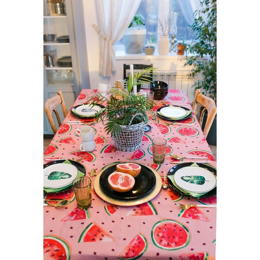 Скатерть Этель Арбузы, 150*220 см, репс,пл.130 г/м, 100% хлопок  фото 3