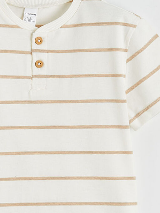 Bisiklet Yaka ?izgili Erkek ?ocuk Ti??rt