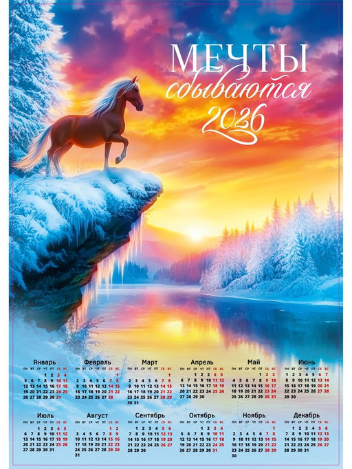 Цена за 20 шт. Календарь 2026 настенный «Мечтай о большем», А2