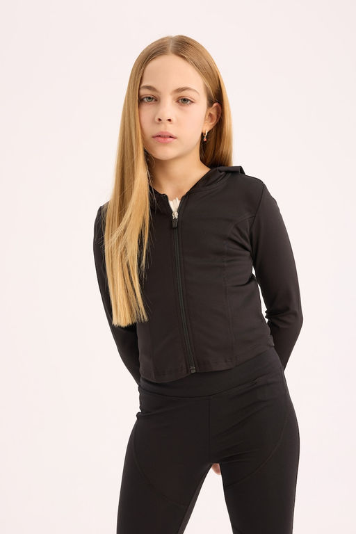 Kap__onlu __i Yumu_ak T_yl_ Fermuarl_ Sweatshirt K_z _ocuk - Defacto фото 3