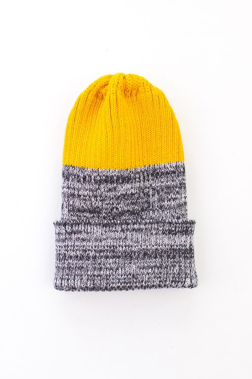 Шапка вязаная-резинка весенняя/осенняя (Горчица и Черный-белый меланж) КЭП - Jumbi фото 3