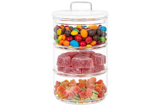 Банка д/хранения 3-х секционная 400 мл 11,5*11,5*20 см "Crystal glass" + стеклянная крышка, стекло