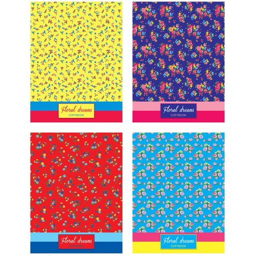 Тетрадь 200л. на кольцах "Floral Dreams", 4-х цв. сменный блок (Т5к_7БЦ200_лам 4329, "BG")