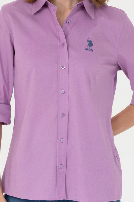 Женская сиреневая базовая рубашка с длинным рукавом - U.s. polo assn фото 13
