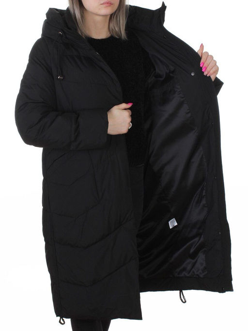 8806 BLACK Пальто зимнее женское (150 гр. холлофайбер)