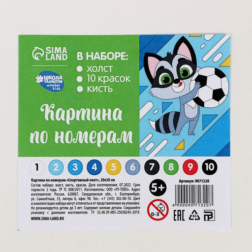 Картина по номерам Спортивный енот, 20 30 см - Школа талантов фото 6
