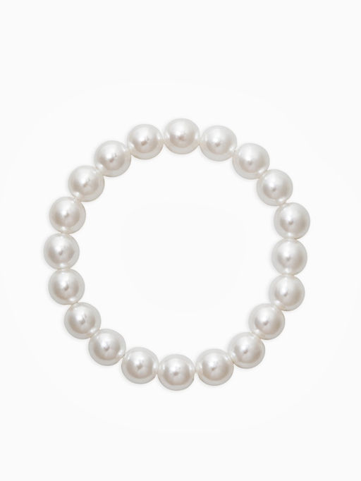 Браслет "Бусины жемчуга" (набор 7 шт), №6,8,10,14, цвет белый