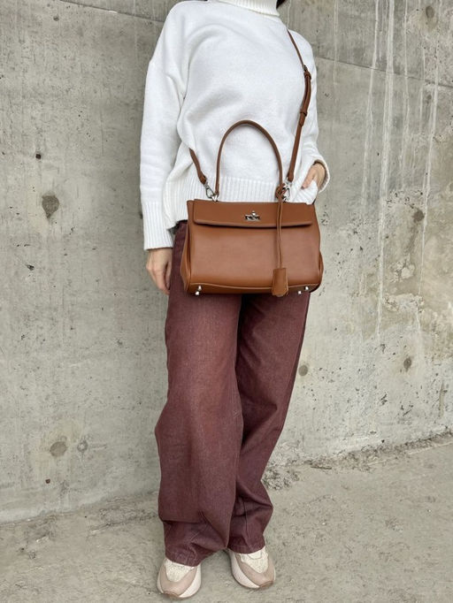 Женская кожаная сумка-портфель 8399-2 Рыжий - Sergio valentini фото 10