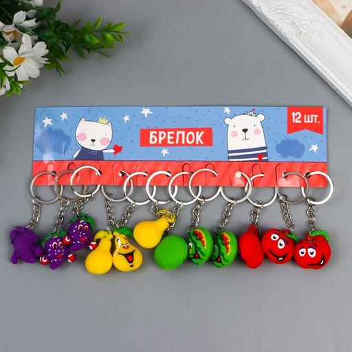 Цена за 12 шт. Брелок резина Фруктики-смайлики МИКС 2,7х2,6х1,6 см - Simaland фото 4