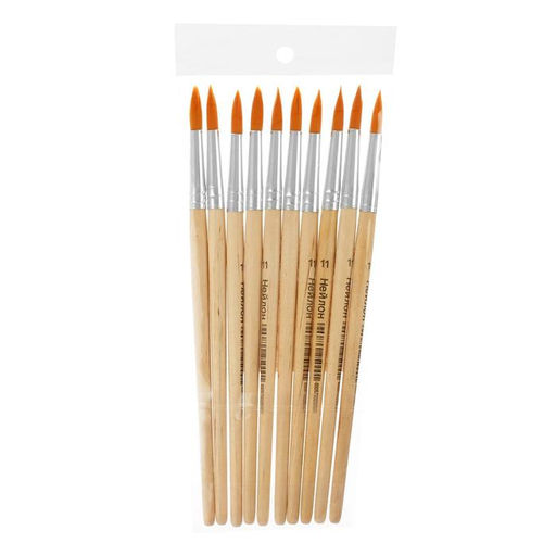 Цена за 10 шт. Кисть для рисования, нейлон, № 11, круглая, деревянная ручка, международный размер