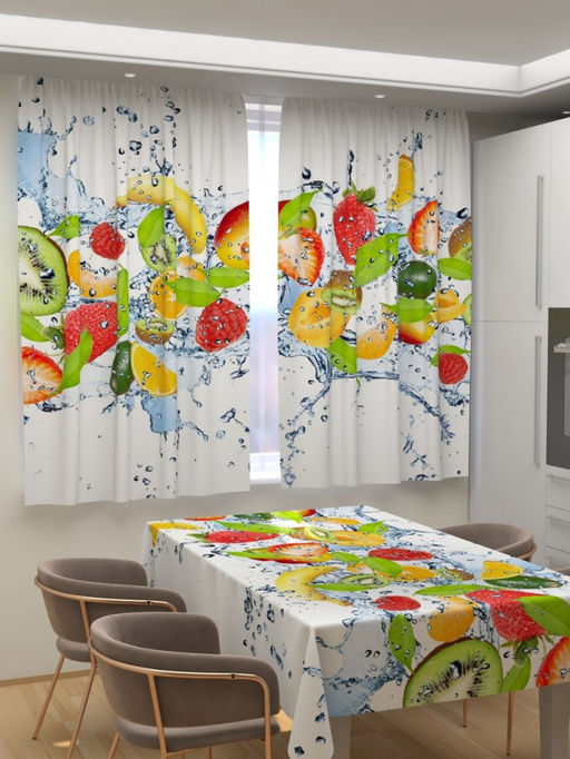 Фотошторы для кухни Фруктовая свежесть Фотошторы ткань Димаут