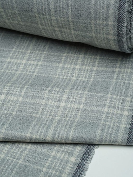 Шерсть пальтово-костюмная Твид Клетка цв.белый на св.сером, ш.1.5м, шерсть-60%, п/э-40% - Купава фото 13