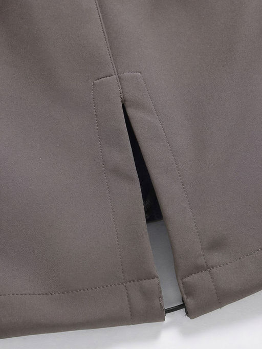 Парка женская софтшелл виндстоппер удлинённая с капюшоном темно-серого цвета 9618_1TC