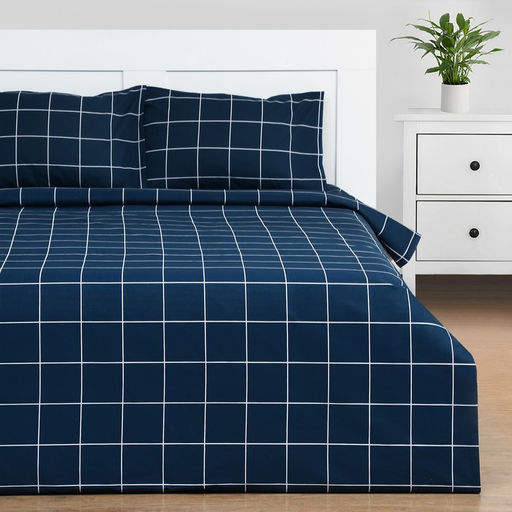 Постельное бельё Этель евро Клетка цвет синий 200х215, 220х240, 50х70-2 шт, бязь, 125 г/м2