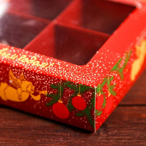 Цена за 5 шт. Коробка для конфет 4 шт. «Ангелок на Новый год» кондитерская упаковка, 12.5×12.5×3.5 см