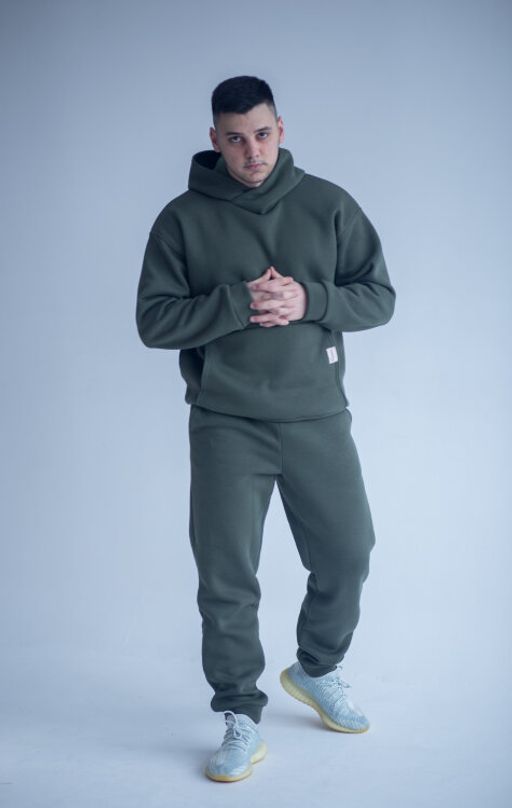 Костюм утепленный футер 3-нитка начес , хаки 265 - Knitka wear фото 3