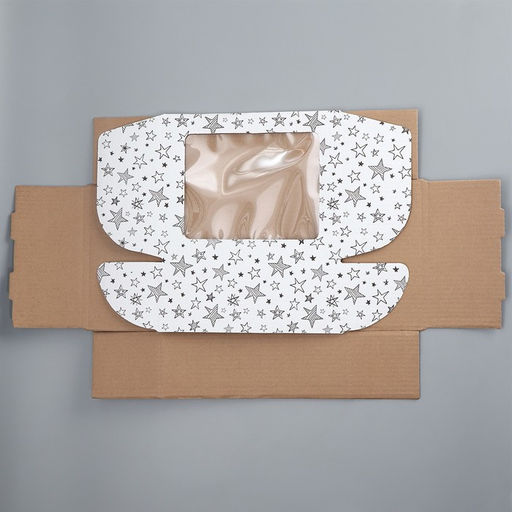 Цена за 5 шт. Коробка сборная с окном Звезды, белый ,27х10х21 см - Дарите счастье фото 5