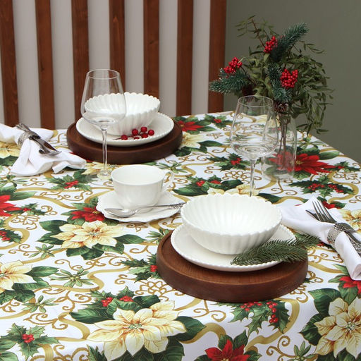 Скатерть Доляна Праздничные украшения 145*220 см, 100% п/э  фото 4