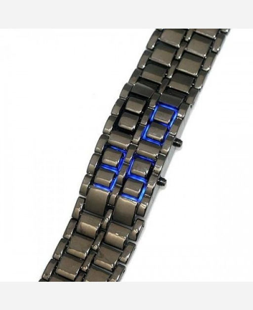 LED часы-браслет Самурай. Черный браслет, синие диоды. 903362 - Yiwu youda import & export co фото 3