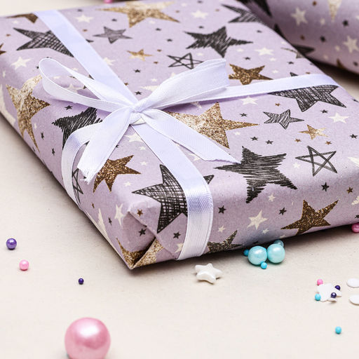 Цена за 2 шт. Бумага упаковочная, крафт «Звезды», 70×100 см, 1 лист