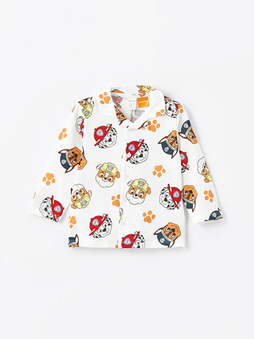 Polo Yaka Uzun Kollu Paw Patrol Bask?l? Erkek Bebek Pijama Tak?m?