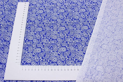 Бязь Белые огурчики на васильковом, ш.1.5м, хлопок-100 %, 120гр/м.кв - Купава фото 3